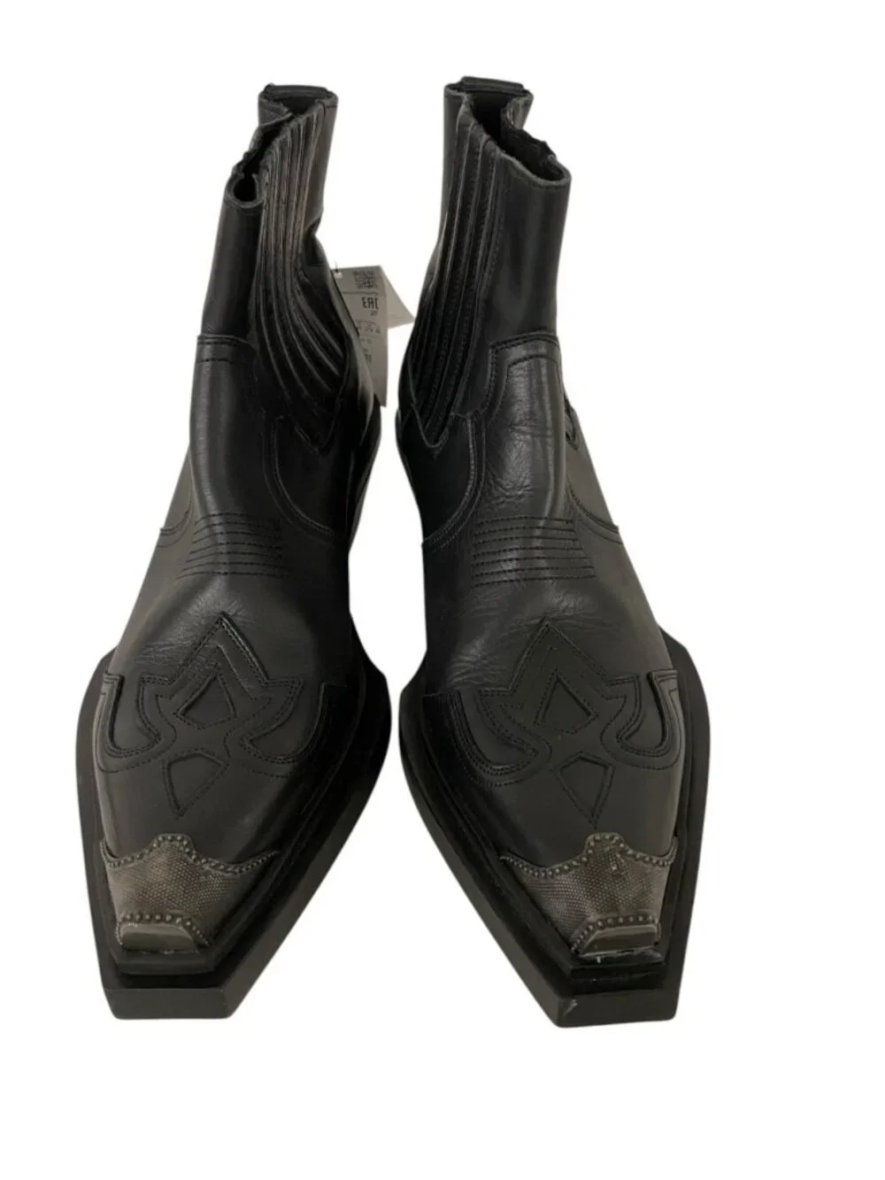 Zara Mens Leather Cowboy Boots EU 43 US 10 Black western Limited Ed 2011/420 New